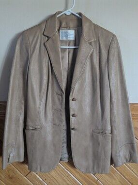 Vintage Taupe Leather Blazer